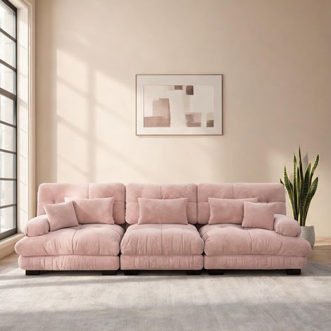 Canapé d'angle modulaire 3 places convertible en lit tissu (1/5)