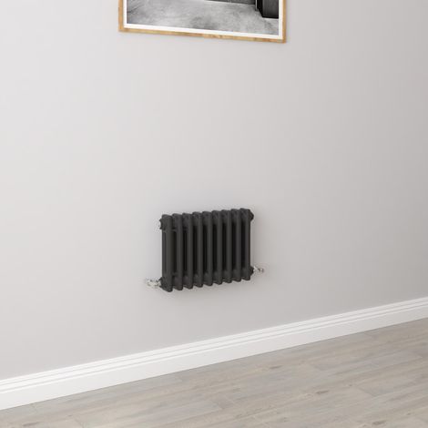 AICA 300x425mm 2 Column Horizontal Black Radiator Central Heating Cast Iron Style (1/5)