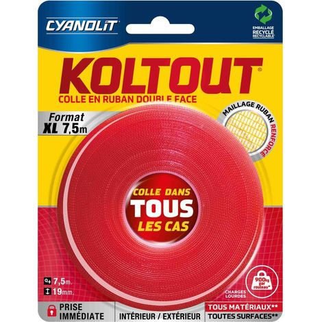 Koltout Klebeband XL doppelseitig klebend in allen Fällen 7,5 m x 19 mm Koltout Klebeband XL doppelseitig klebend in allen Fällen 7,5 m x