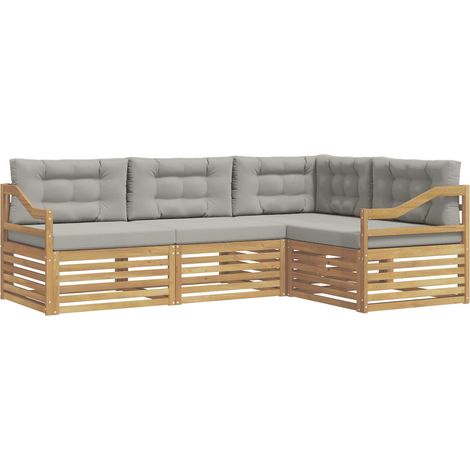 Set di divani da esterno 4 pz 4-Posti Bianco e Grigio Chiaro vidaXL (1/5)