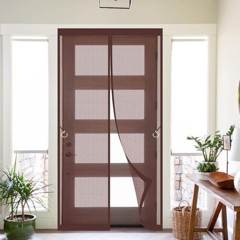Moustiquaire Porte Fenetre 88 x 215 cm Moustiquaire Porte Magnétique Différentes Tailles Fenetre Magnétique Installation Facile Sans Outils pour de Balcon, Marron (1/5)