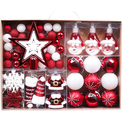 70 Weihnachtskugeln mit Aufhängern, Christbaumschmuck (1/5)