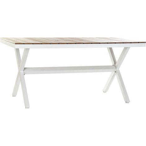 Table de jardin finition bois blanc élégante et durable - Blanc faux bois (1/5)