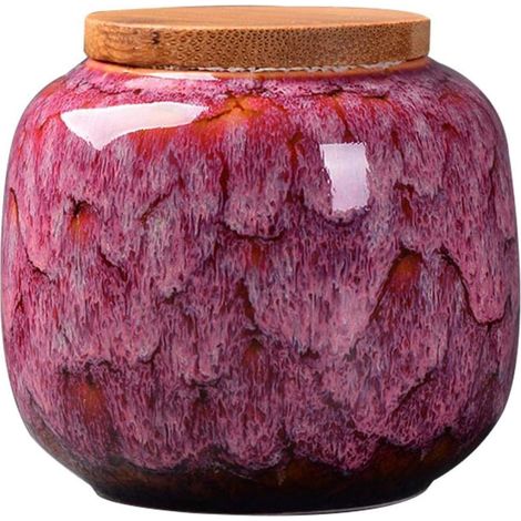 1 Bocal en céramique, Couvercle en bambou, Étanche, 200ML, Pour épices, thé, Cuisine (1/5)