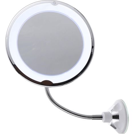 Miroir de maquillage rotatif à 360 avec ventouse , grossissement x10 et éclairage LED pour se maquil
