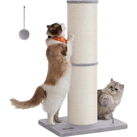Griffoir pour chat 50 x 40 x 85 cm dissuade de gratter les meubles design moderne en sisal gris tourterelle (1/2)