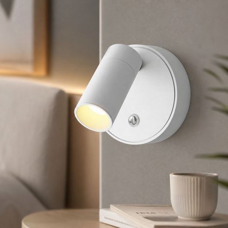 Applique Murale LED Rechargeable 2000mAh, Aimantée Sans Fil, Aluminium Blanc, Lumière Neutre 4000K, Réglable 350°, Type-C (1/4)