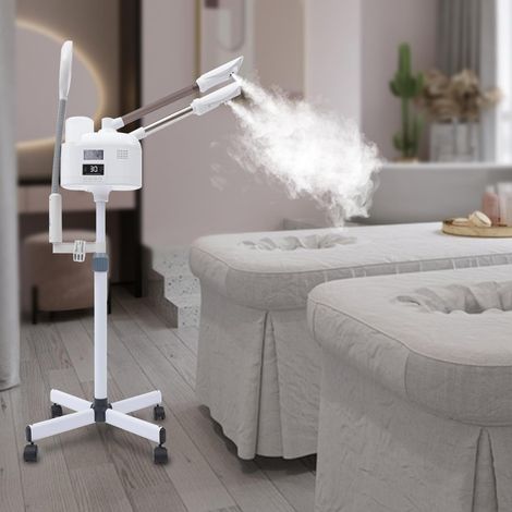 3 in 1 Gesichtsdampfer Ozon Bedampfer Gesichtssauna Dampf Porenreiniger mit heißer und kalter Düse Dampfgerät mit LED-Lupenlampen und Intelligenter Touchscreen für Spa, Salon und zu Hause