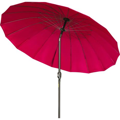 2.5m Shanghai Garden Parasol Umbrella with Crank & Tilt, Adjustable Outdoor Sun Shade, Red