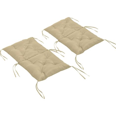 Lot de 2 coussins d'assise, 98 x 50 cm, avec attaches, revêtement en tissu kaki, épaisseur 8 cm.