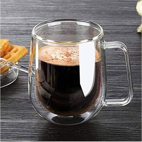 Tasse Double Paroi - Verre Borosilicate 250 ml - Pour Café Thé Boissons Chaudes ou Froides - Lot de 2 (1/5)