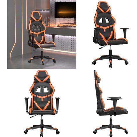 Chaise de jeu Noir et orange Similicuir - Chaise de jeu noir et orange - Chaise de jeu en similicuir (1/5)