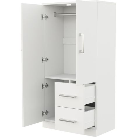 Armoire pour enfant 70 x 40 x 135 cm avec double porte, tiroirs et rangement, blanc (1/5)