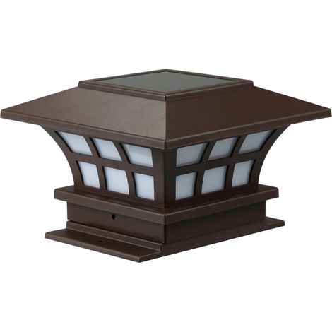 Borne lumineuse solaire LED 1W pour jardin ou cour, avec contrôle de luminosité sensible, batterie rechargeable haute capacité 600 mAh intégrée, étanche IP55. (1/2)