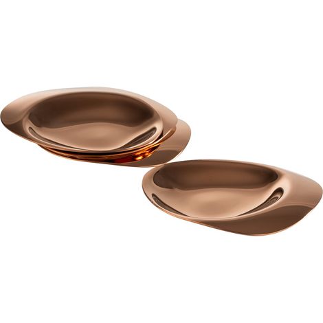 Assiette PEBBLES, lot de 4, acier inoxydable, revêtement PVD, 8,5 x 8 cm, hauteur 1 cm, aspect cuivre (1/5)