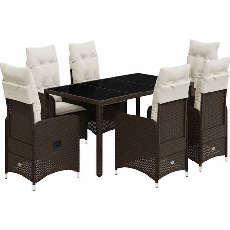 Maison Exclusive - 7-tlg. Garten-Bistro-Set mit Kissen Braun Poly (1/5)
