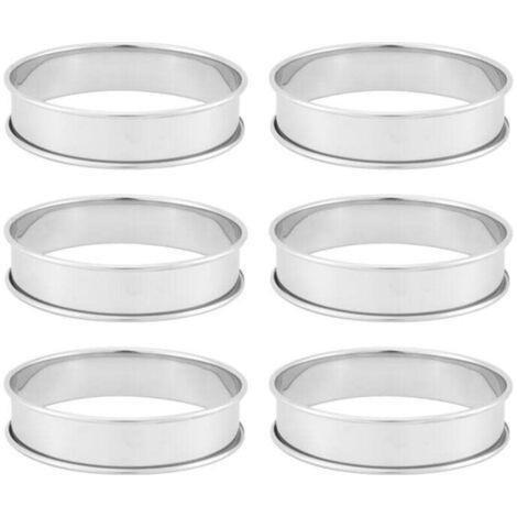 Pack of 6 Double Rolled English Muffin Rings 4 Inch, XU, Stainless Steel Crumpet, , Round