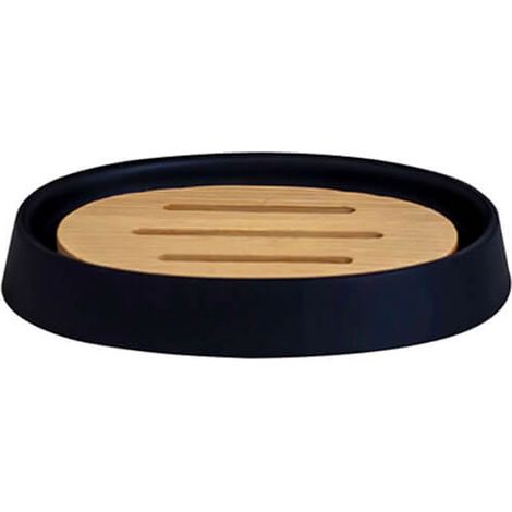 Showerdrape Sonata Black & Bamboo Soap Dish (1/3)
