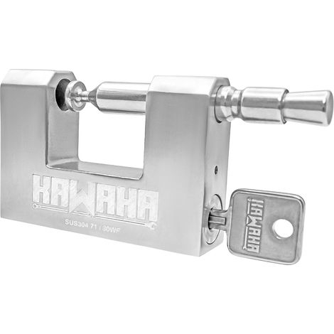 71/80KD-3SK Cadenas robuste en acier inoxydable en forme de D avec clé pour porte de garage, conteneurs, abri de jardin et entrepôt (7,9 cm, clés individuelles – 3 clés en acier inoxydable) (1/5)