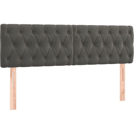 Testiera letto accessorio mobile camera da letto imbottita in 2 parti 72 x 7 x 78/888 cm tessuto velluto grigio scuro TDL0206361
