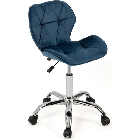 Sedie da scrivania in velluto blu con rotelle ROBINE (1/5)