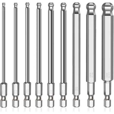 9 Stück 1/4 Zoll Sechskant-Magnetschraubendreherbit, 100 mm langer Magnetschraubendreherbit für Hand- und Elektroschraubendreher (Größe: H1,5/2/2,5/3/4/5/6/8/10 mm) (9)