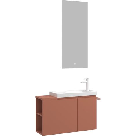 Waschtisch-Set mit Spiegel (2-teilig) "Ferla 80" – 80 x 22 x 45 cm – Matt-Zimt (1/3)