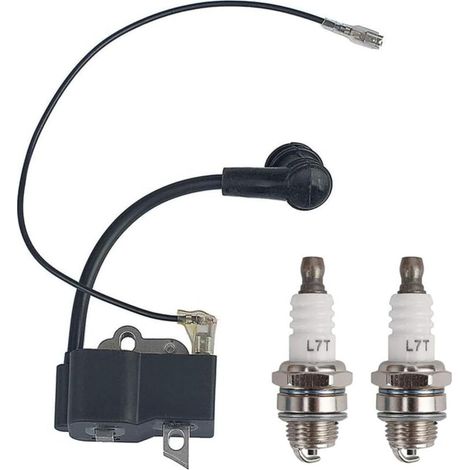 Bobine d’allumage avec bougie intégrée – 2 pièces – compatible STIHL FS75, FS80, FS85, HS80, KM85 (réf. 4137400 / 1350) (1/3)