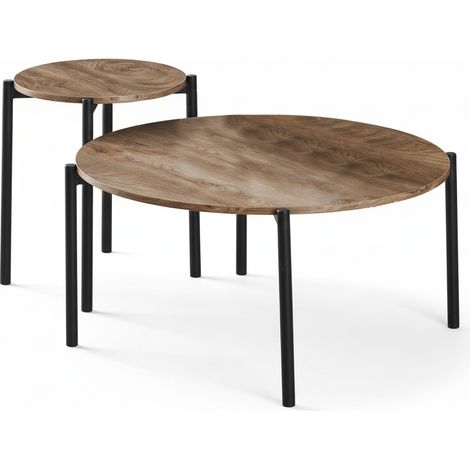 Tavolini Incastrabili Soggiorno Set Tavolo Basso Metallo Legno 80/40 cm