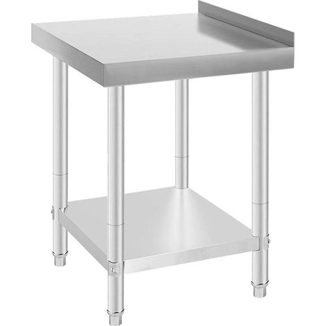 Table de Travail Cuisine INOX, Plan de Travail Cuisine en 2 Etage, Table de Travail en Acier Inoxydable pour Préparation de Cuisine d'Aliment des Repas Hôtels Bureaux Hôpitaux(61X61X90cm) (1/3)