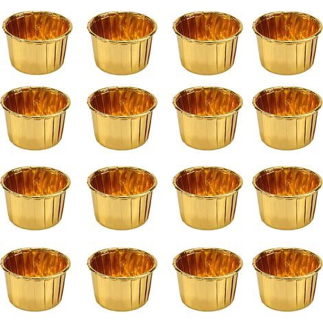 50 Pièces Moules de Cuisson en Papier d'aluminium, Caissettes Cupcakes, Moulle Mini Cupcakes, caissettes pour Cupcakes et Muffins pour Les Mariages, fêtes et Autres Célébrations à thème (Or)- (1/5)