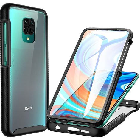 Coque Xiaomi Redmi Note 9S / Note 9 Pro, Antichoc Housse avec Protection écran, 360° Protégé Téléphone Etui Double Face Case Transparent Intégrale Coque pour Redmi Note 9S / 9 Pro - Noir (1/5)