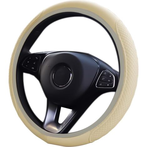 Couvre Volant, Elastic, Housse de Volant en Microfibre Cuir Diamètre 38 cm, Antidérapant Respirant Souple, Universel (Beige) (1/5)