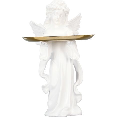 Ange bébé statue plateau design 11,8 pouces haut sculpté à la main détails riches résine chérubin figurine pour chambre bureau café (1/5)