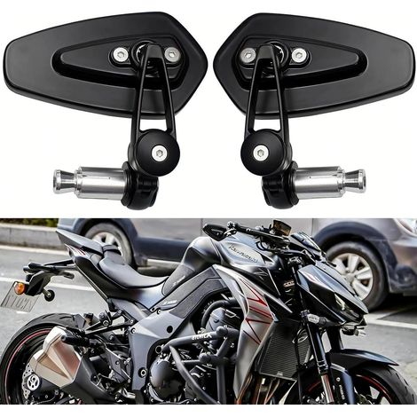 Rétroviseurs Universels Guidon Moto 7/8" 22mm Aluminium CNC Noir Pivotants 360° (1/5)