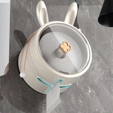 Porte-papier toilette mignon en forme de lapin, adhésif imperméable, (1/5)