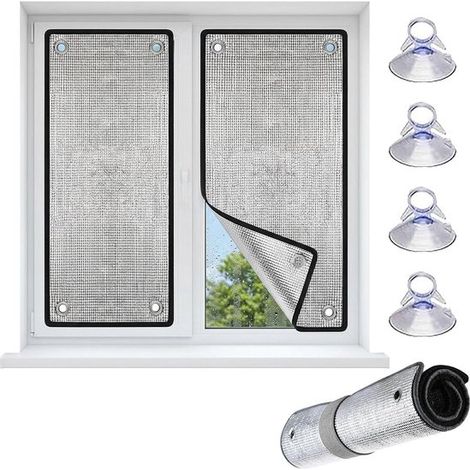 Rideaux isolants pour fenêtre (2 pièces) avec ventouses - 30 x 100 cm - Film isolant double couche en aluminium (1/5)