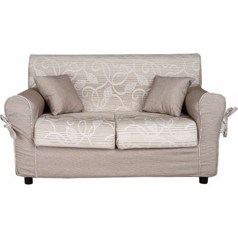 Divano 2 posti in tessuto sfoderabile 150 cm PANAMA Beige Chiaro (1/5)