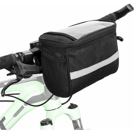 Borsa da manubrio per bicicletta - Impermeabile - Borsa frigo con strisce riflettenti - Cellulare, mappe o sistema di navigazione per viaggi, geocaching, attività all'aperto e sport