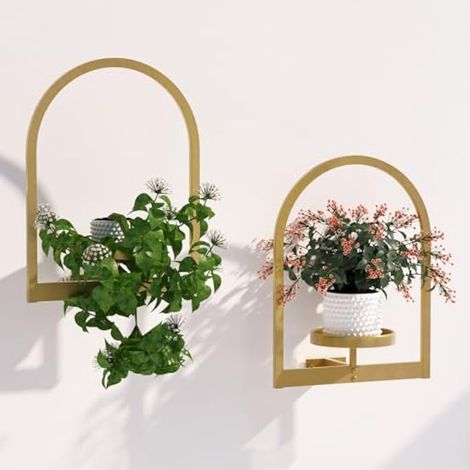 Flenpptly Lot de 2 supports muraux pour plantes d'intérieur, étagères de fenêtre pour plusieurs plantes d'intérieur et d'extérieur, support de plantes encadré pour décoration d'intérieur (1/5)