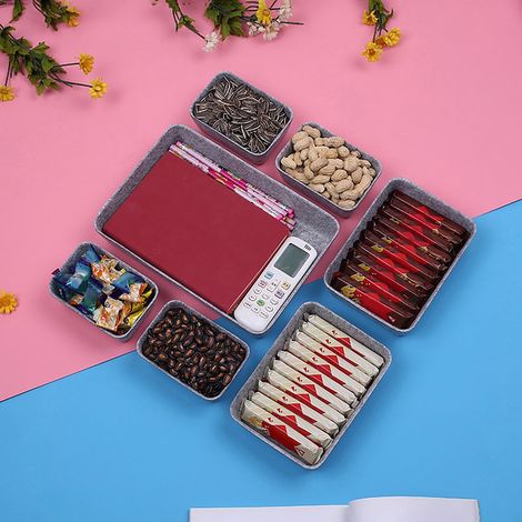Boîtes De Rangement En Feutre - 7 Pièces - Dimensions 28,5 x 19,5 x 5 cm - Pour Tiroirs De Bureau, Cosmétiques, Accessoires De Coiffure Et Matériel De Jardinage (1/5)