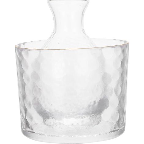 Service à saké japonais avec seau à glace et carafe à saké en verre, Carafe isotherme utilisable été comme hiver, couleur aléat (1/5)
