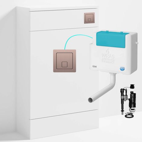 Gloss White 500 x 200mm Back to Wall WC Unit with Concealed Toilet Cistern Set - Side Entry (1/4)