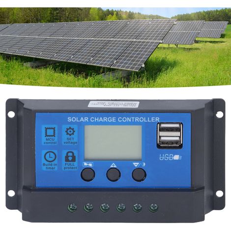 20A LCD-Solarregler, 12V/24V automatischer Solarenergie-Erkennungsregler, mit zwei 5V Smart-USB-Anschlüssen. (1/5)