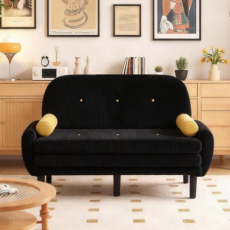 Canapé Deux Places en Velours côtelé, Fauteuil-lit avec Rangement et Dossier réglable, pour Salon, Chambre à Coucher, Chambre d'amis