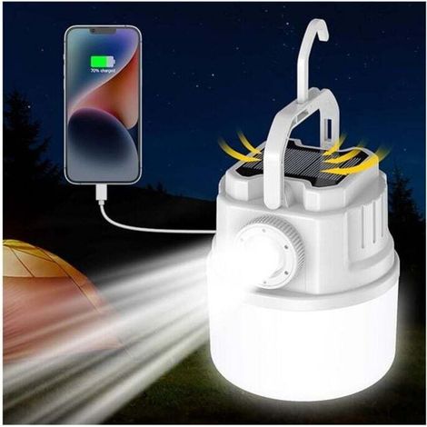 Lámpara LED recargable para camping 2023, linterna solar de 5000 mAh, luz de emergencia con 48 horas de duración de la batería, perfecta para senderismo y cortes de luz - KZQ