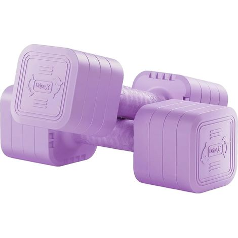 Mancuernas ajustables, diseño compacto, mango antideslizante, 5 kg x 2, color morado. (1/2)