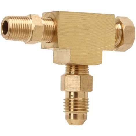 Adaptador en T de latón 4AN de 1/8 pulg. NPT BSP, sellado perfecto para sensor de presión de alimentación de aceite de turbo. (1/4)