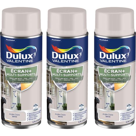 ECRAN+ MULTI-SUPPORTS EXTERIEURE Satin - Lot de 3 aérosols en phase aqueuse - Argile Claire 400 ml - Dulux Valentine