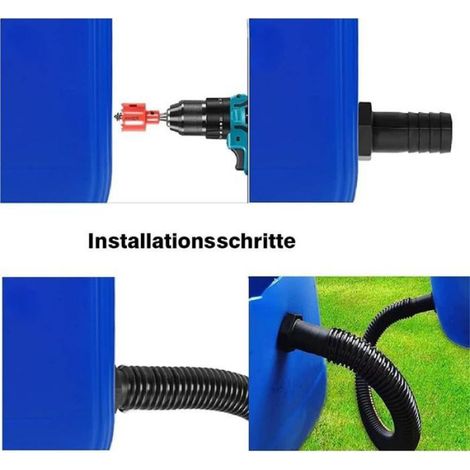 Kit De Raccordement Pour Citerne De Pluie - Tuyau 50 Cm - Raccords 25 Mm - Avec Contre Écrou Et Colliers Inoxydables - 1 Pièce (1/5)